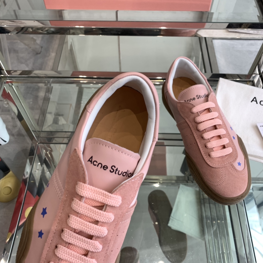 AcneStudios 2024ss New Stars Recreational White Shoes with Leather and Skin Collage - 图片 4