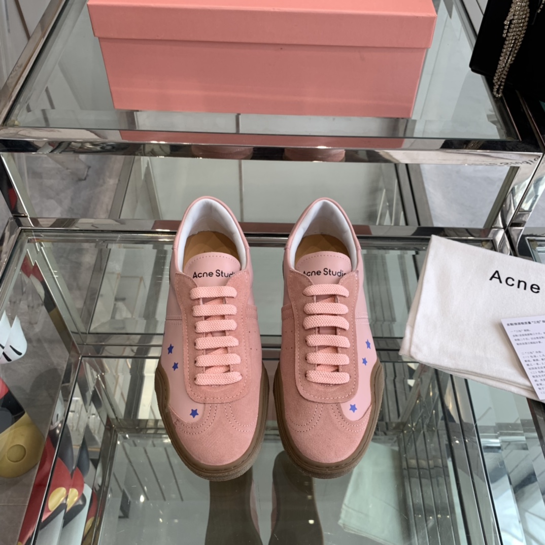 AcneStudios 2024ss New Stars Recreational White Shoes with Leather and Skin Collage - 图片 1