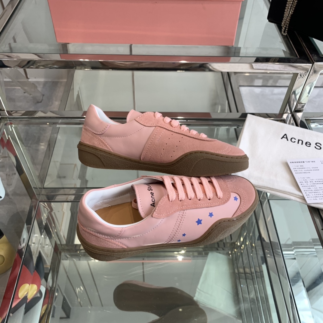 AcneStudios 2024ss New Stars Recreational White Shoes with Leather and Skin Collage - 图片 8