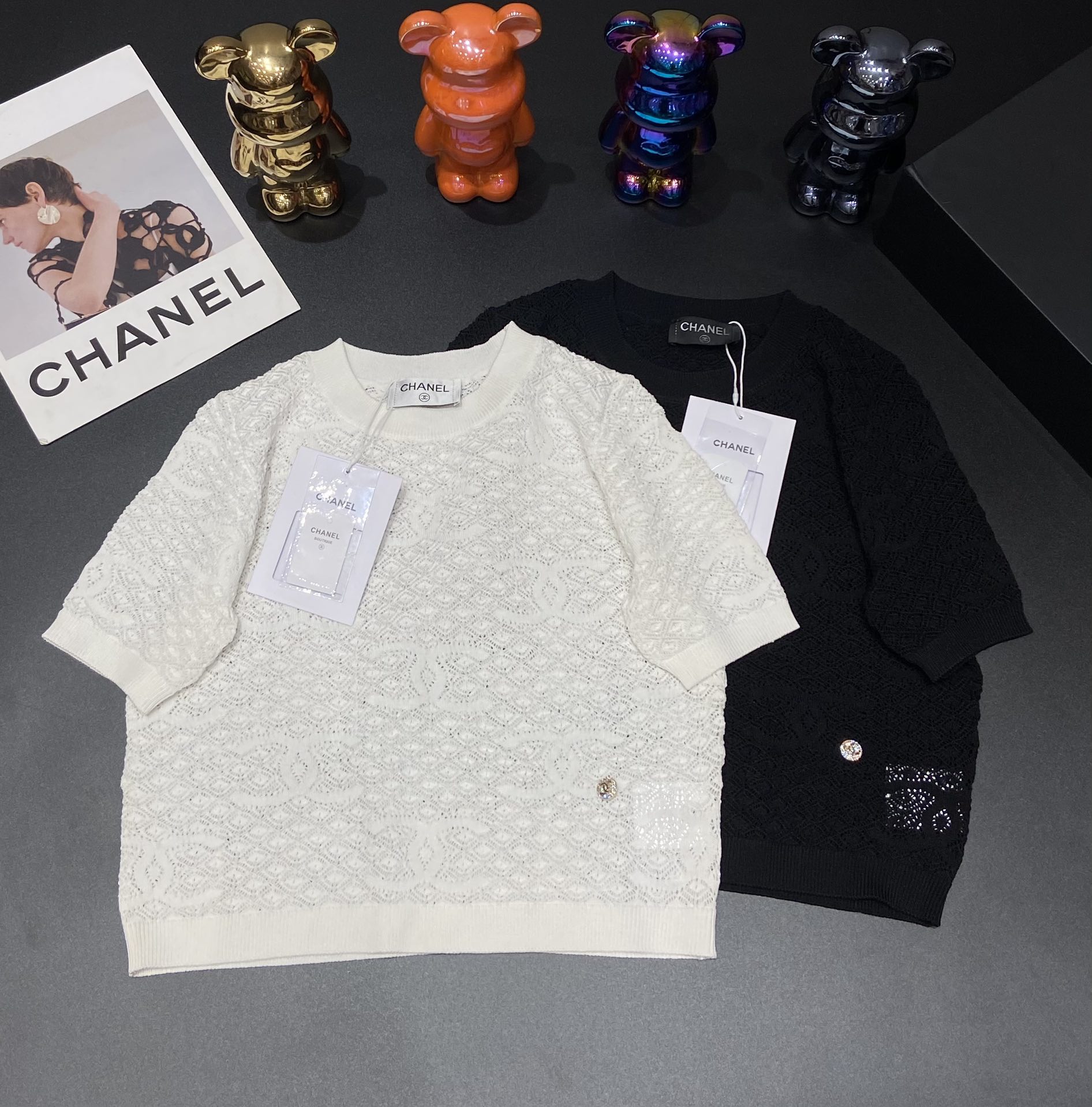 Chanel Réplicas
 Ropa Camiseta de tirantes Negro Blanco Colección de verano Fashion