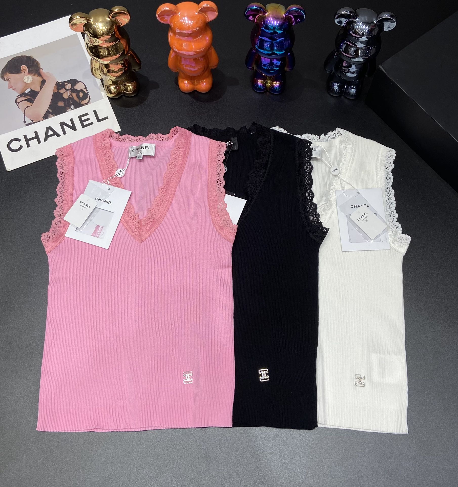 Chanel Ropa Camiseta de tirantes Tejidos de malla Colección verano Fashion