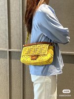 Fendi Crossbody & Shoulder Bags Yellow Openwork Summer Collection Baguette