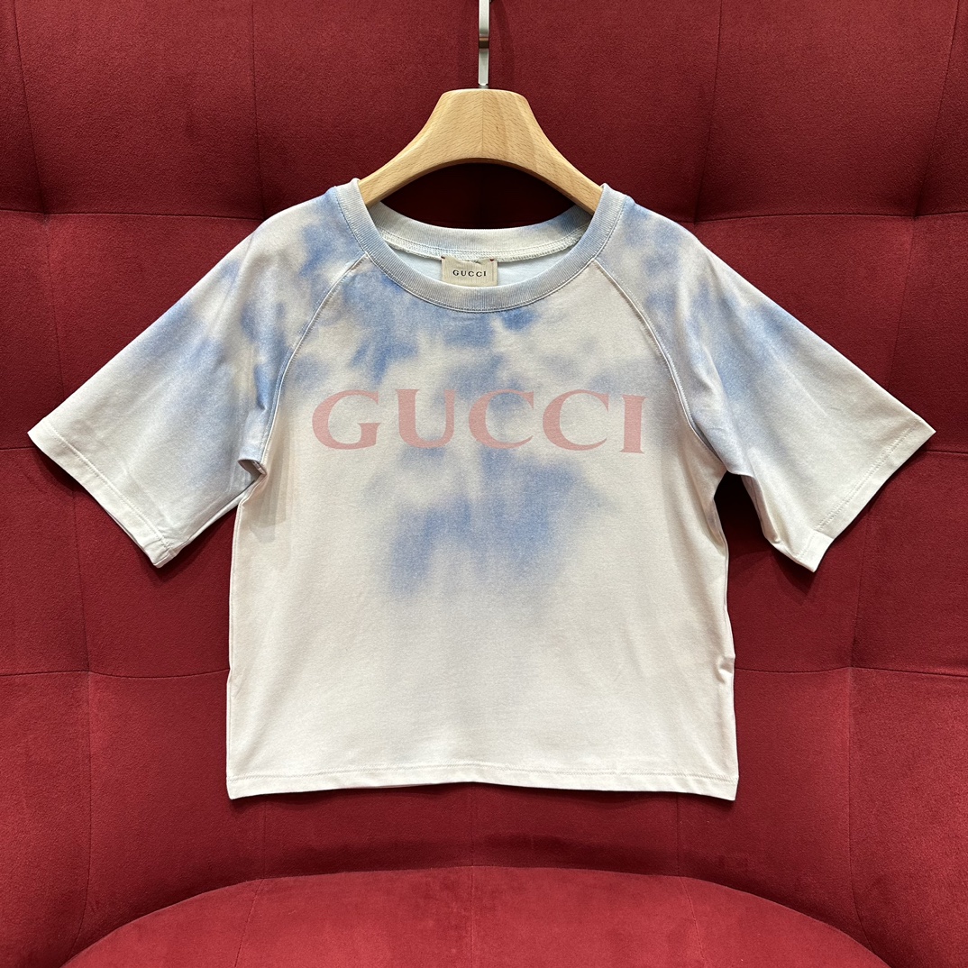 Gucci Clothing Kids Clothes T-Shirt Beige Blue Pink Kids Boy Girl Cotton Spring Collection Short Sleeve