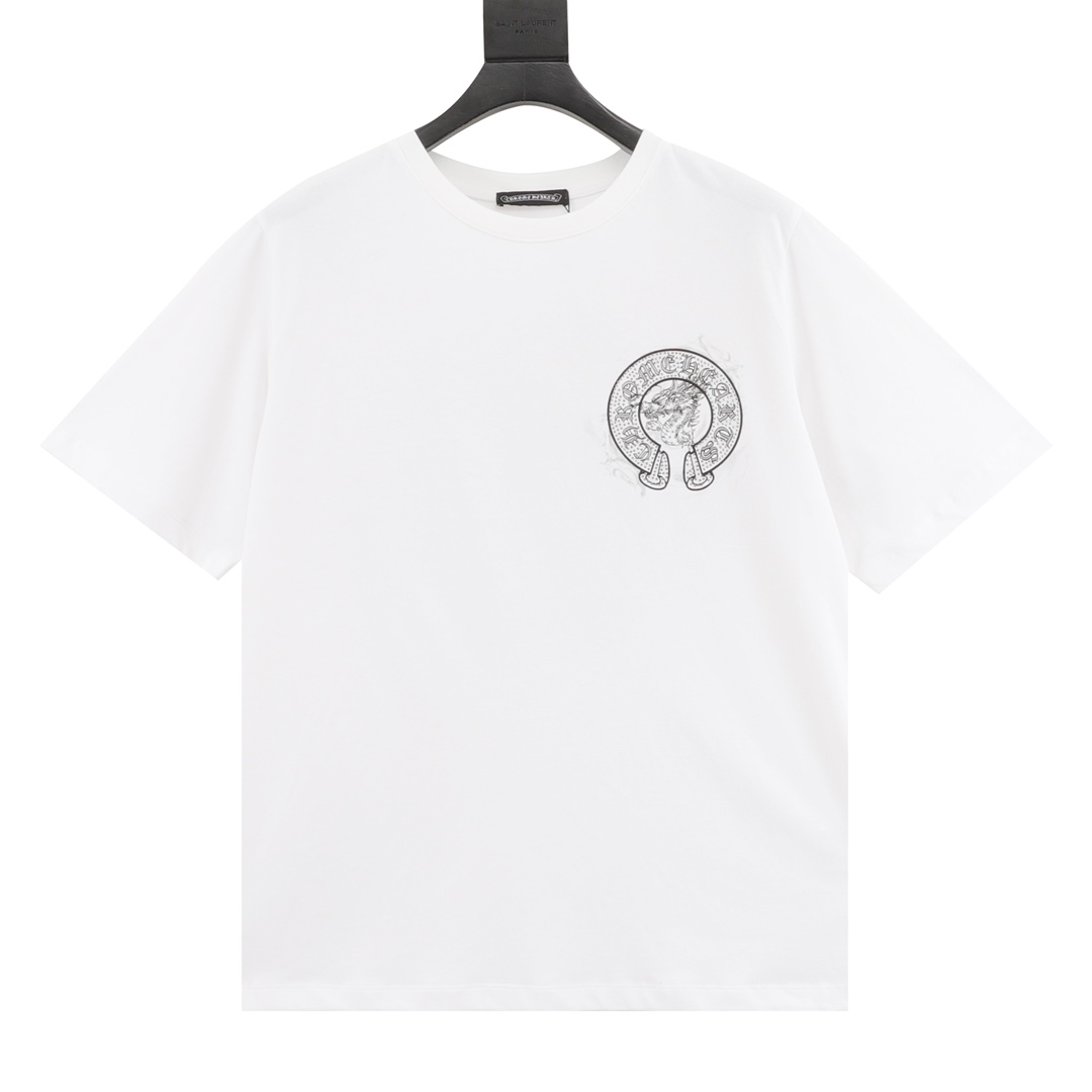 Chrome Hearts Clothing T-Shirt Black Pink White Printing Cotton Short Sleeve
