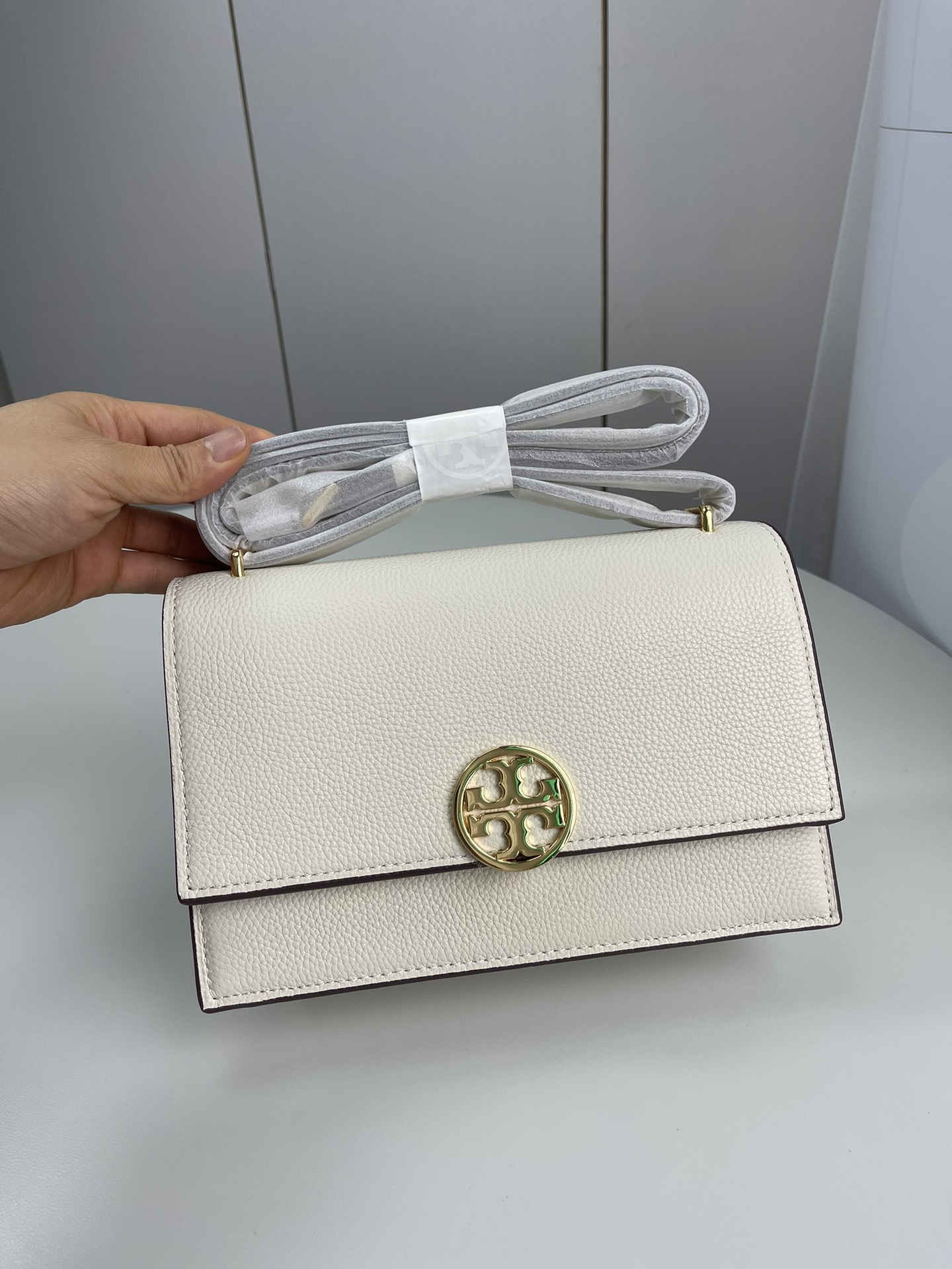 Tory Burch TB 款新版 Miller风琴包 翻盖荔枝纹牛皮单肩斜挎包 荔枝纹牛皮 皮质更耐用耐磨耐造