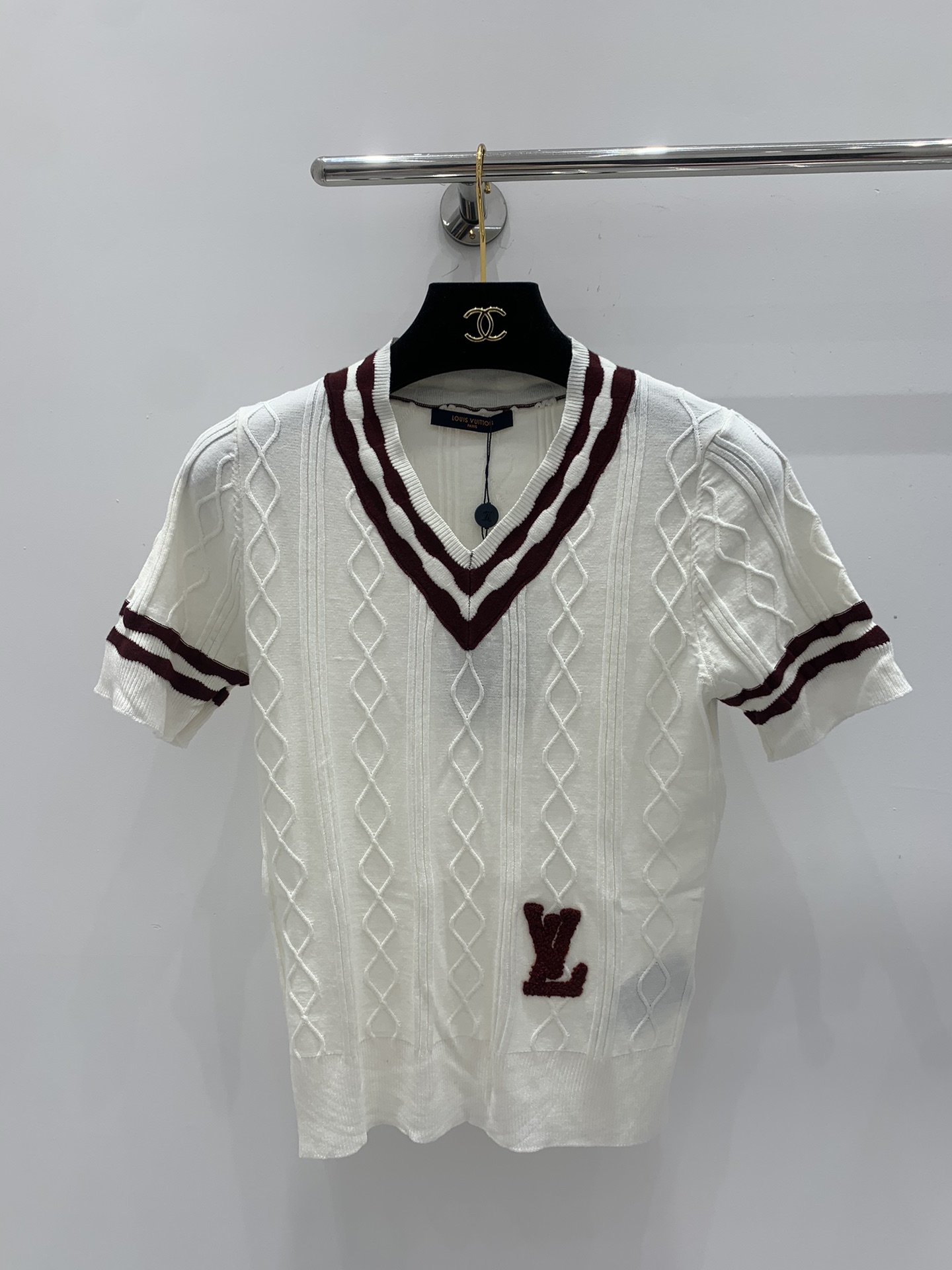 Louis Vuitton Clothing T-Shirt Splicing Knitting Weave Spring/Summer Collection Short Sleeve