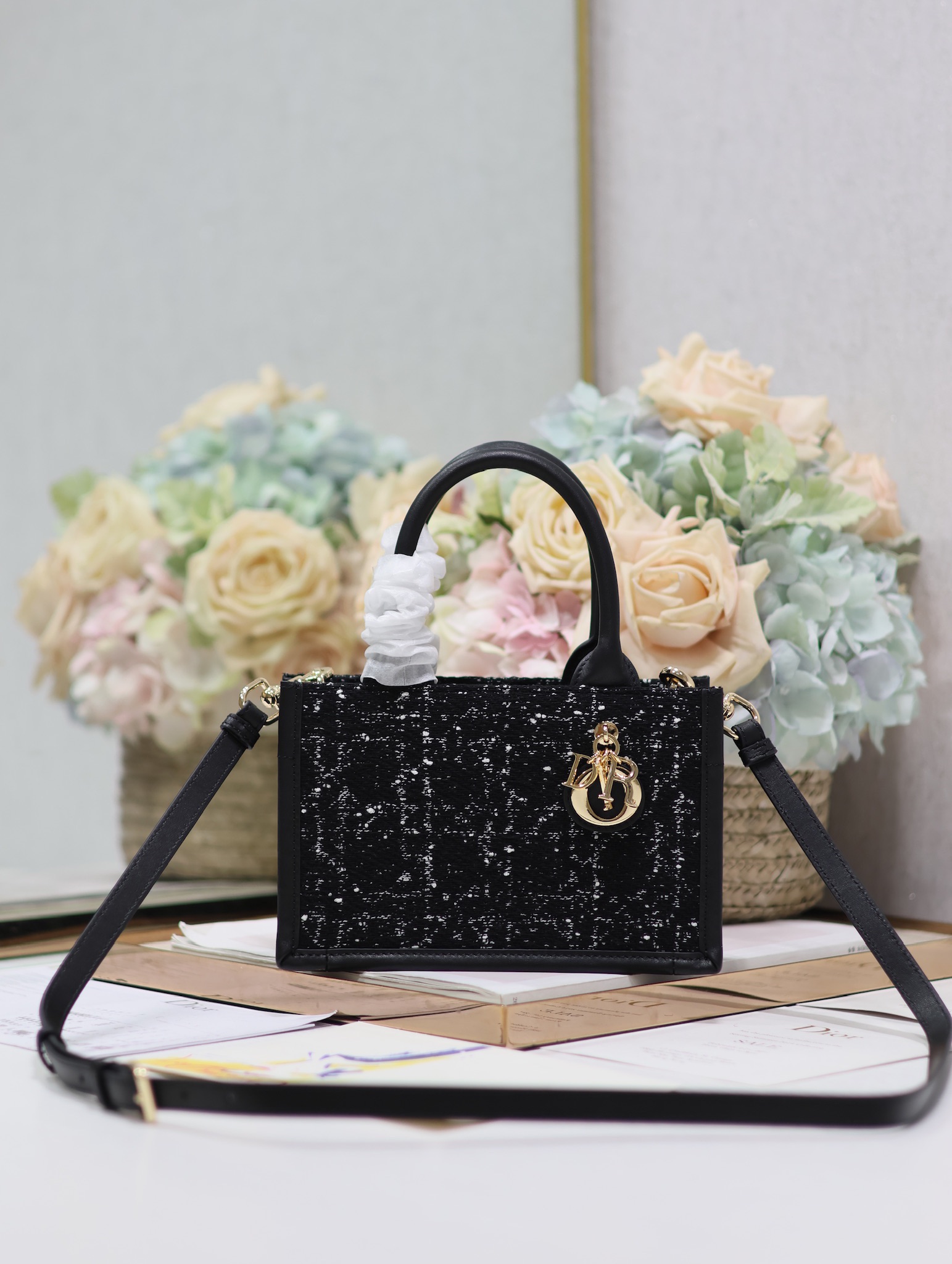 Dior Book Tote Handbags Tote Bags Beige Black Blue Embroidery Spring Collection Oblique Mini