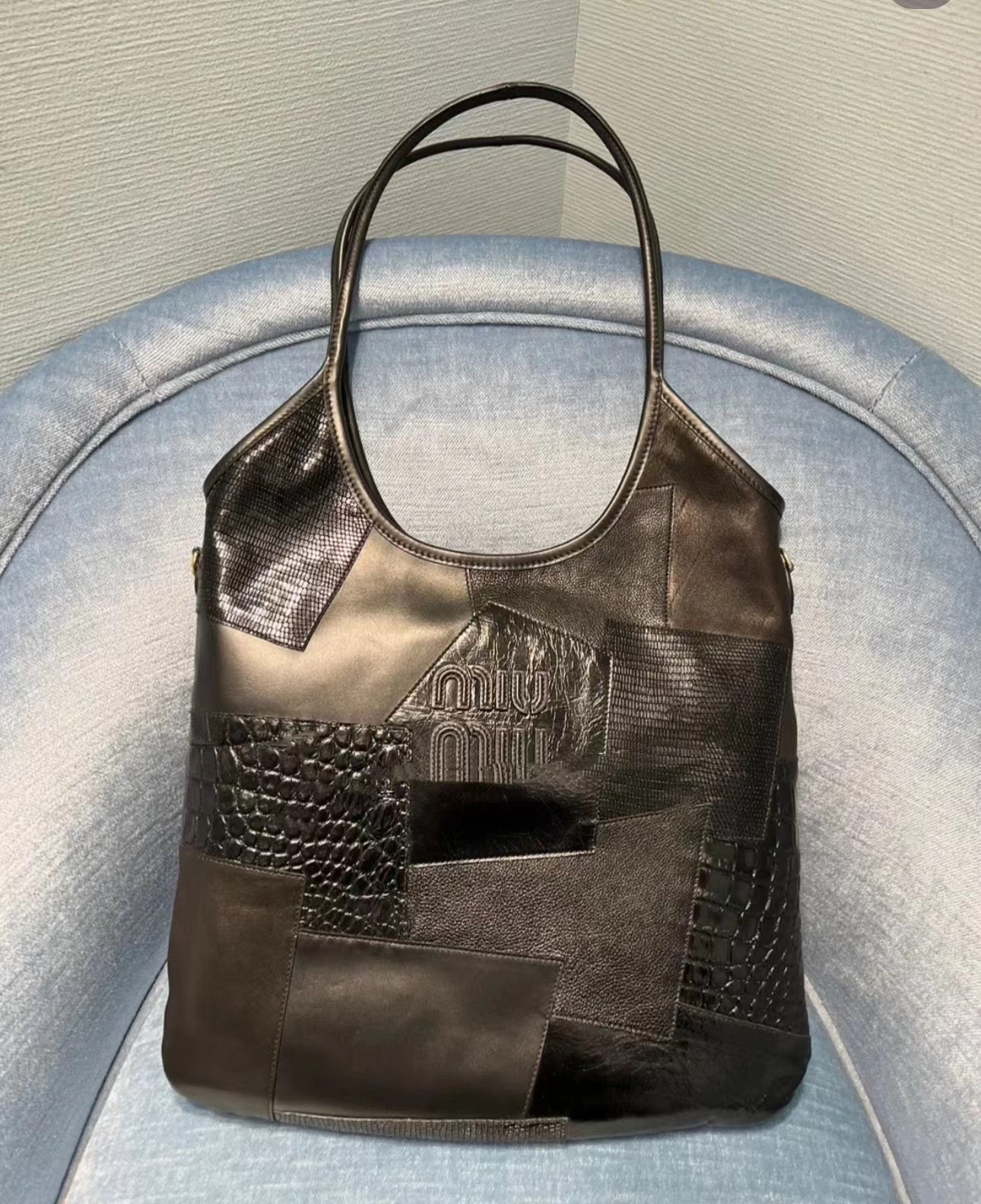 NO:198811,5BG231 splicing tote bag, MIUMIU, miumiu, totes198609095BG231拼接托特包,MIUMIU,miumiu,totes,Bag