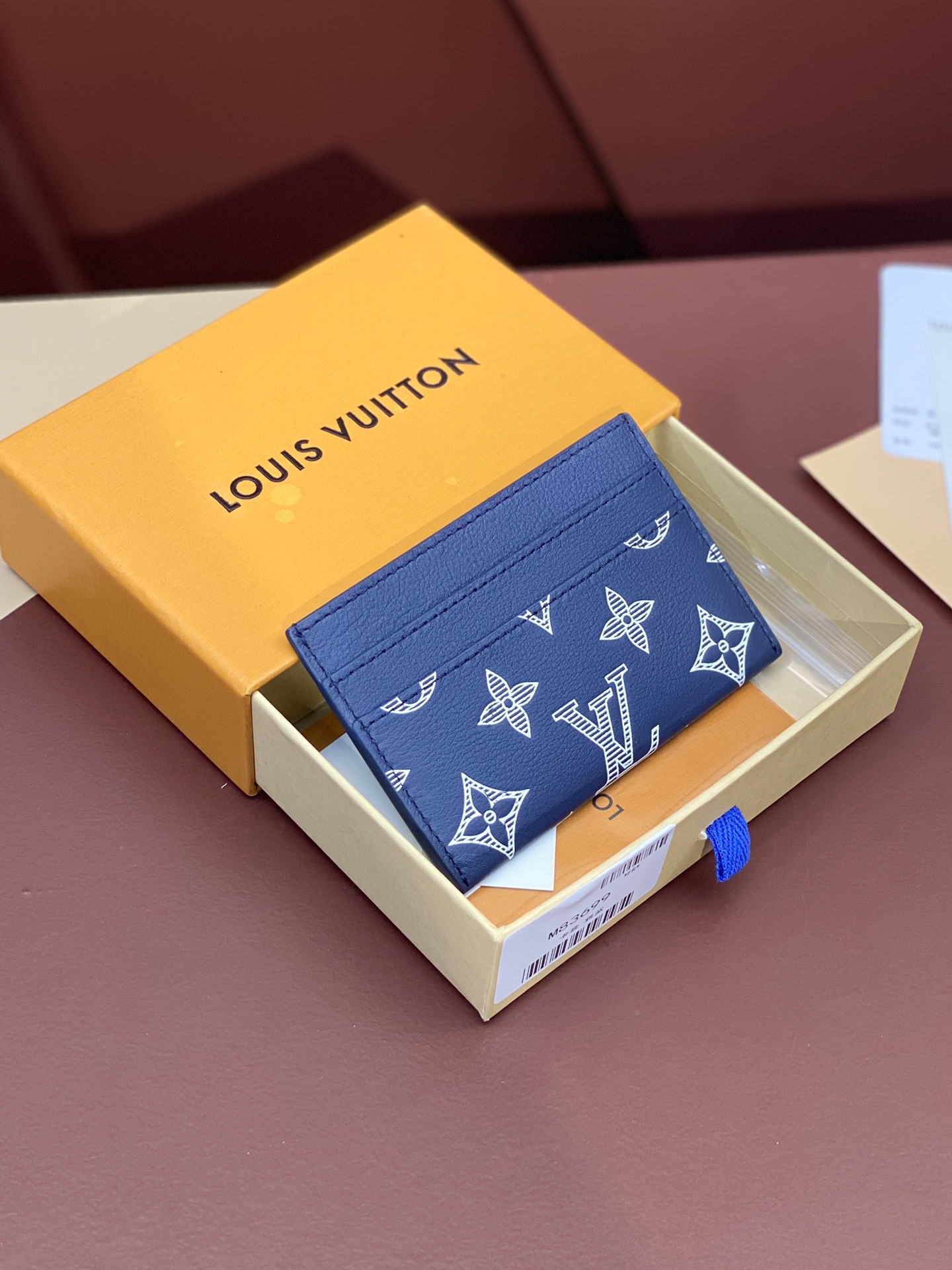 Louis Vuitton Portefeuilles Porte-Cartes Bleu Monogram Eclipse Toile Cuir de vache M83699