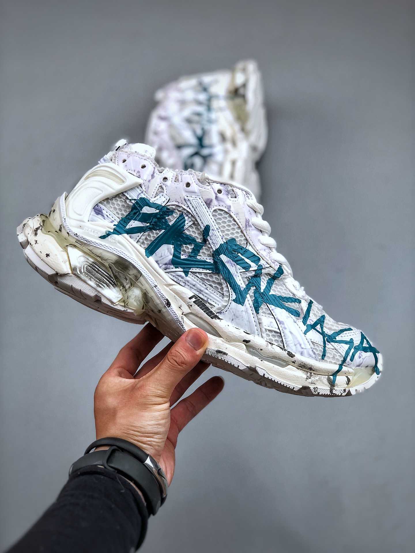 OK Batch Luxury Brand - BALENCIAGA Runner Sneaker "White/Water Blue - Shoe 4