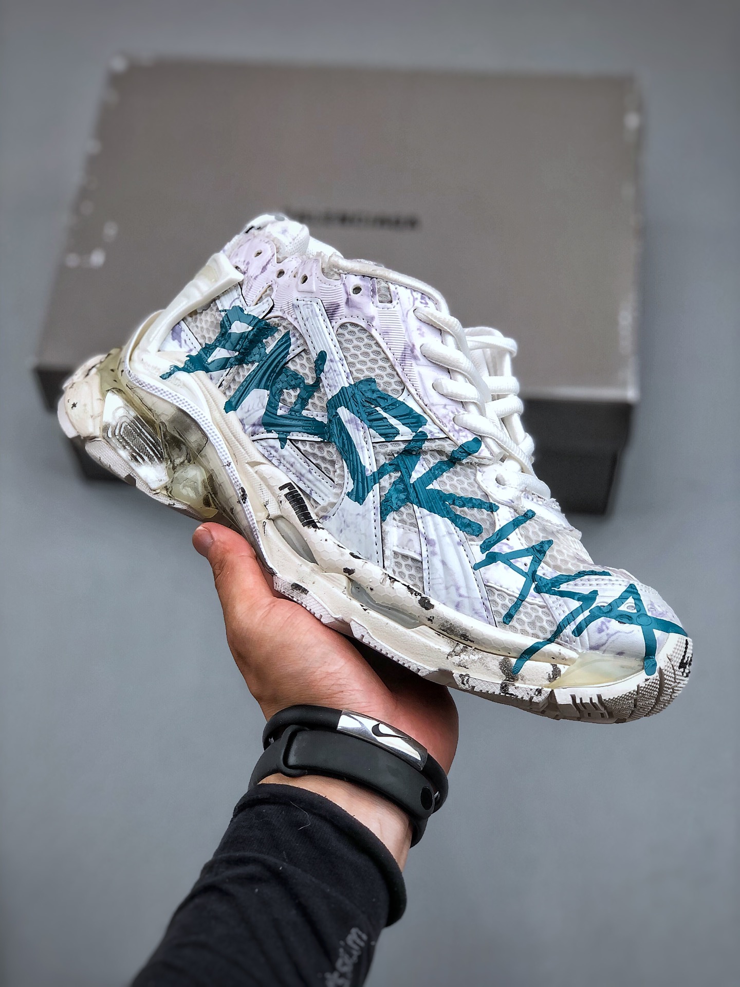 OK Batch Luxury Brand - BALENCIAGA Runner Sneaker "White/Water Blue - Shoe