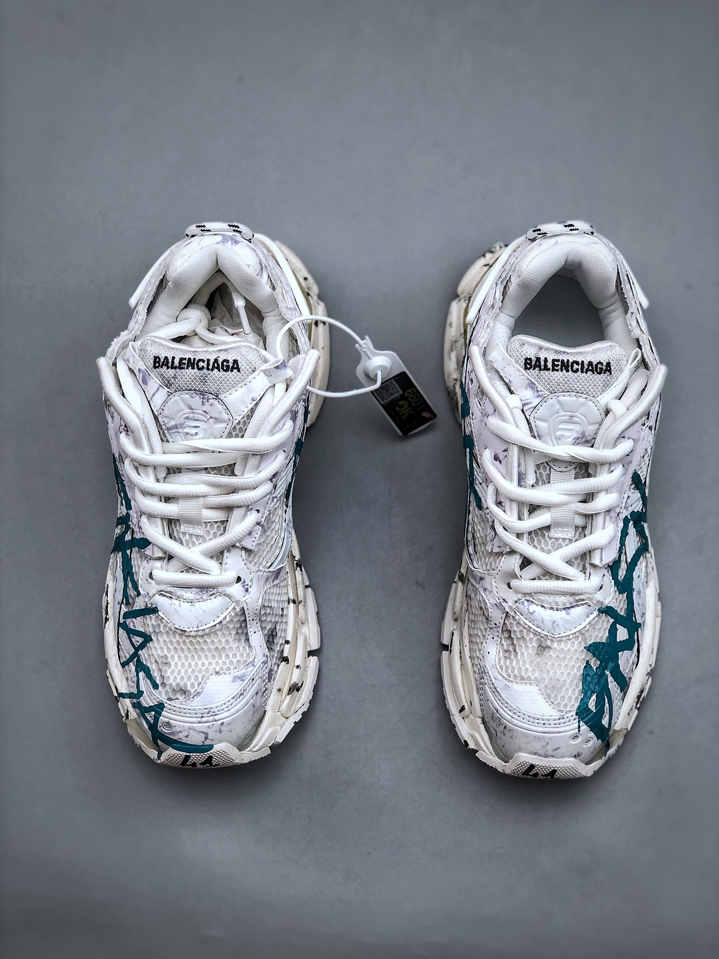 OK Batch Luxury Brand - BALENCIAGA Runner Sneaker "White/Water Blue - Shoe 5