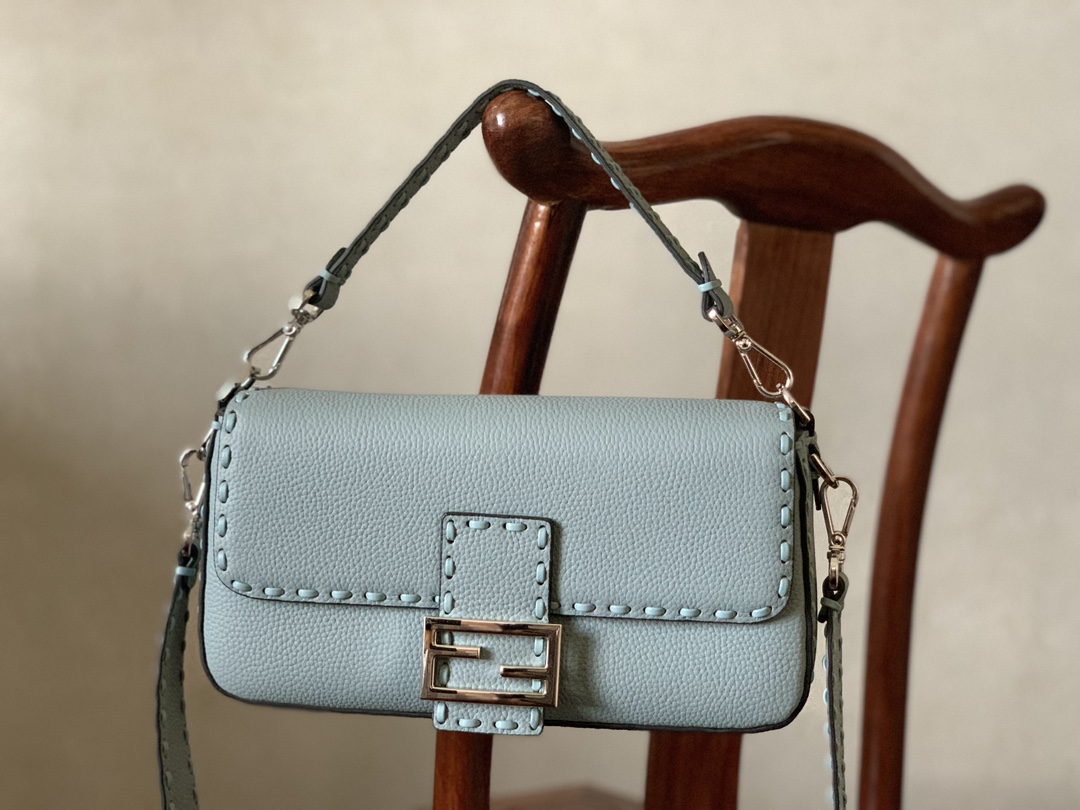 Fendi Iconic Baguette Medium Handbag Light Blue