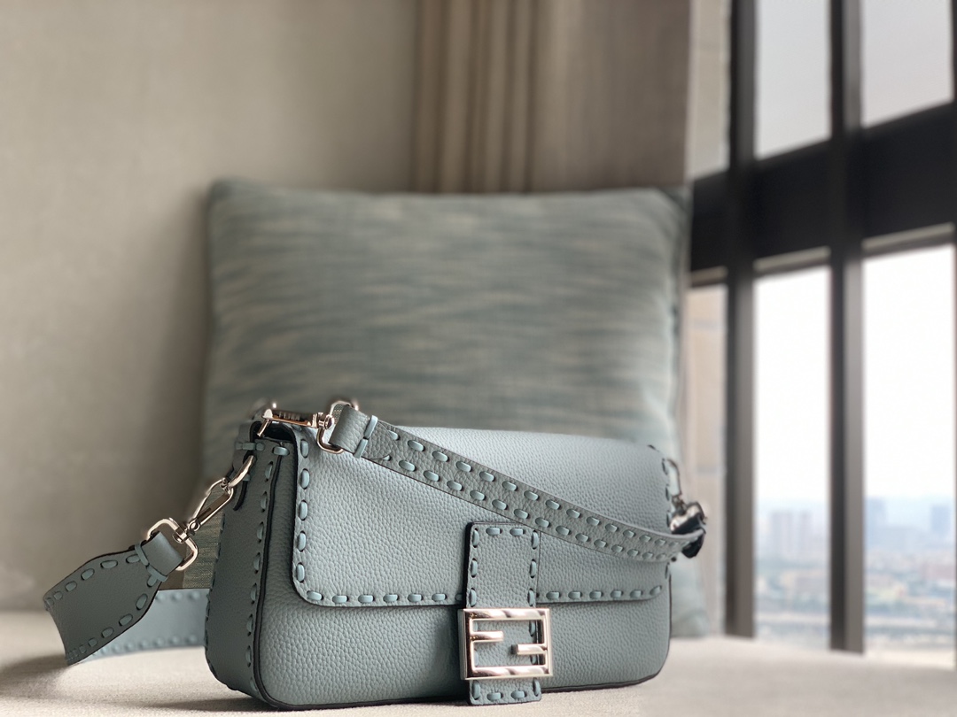 Fendi Iconic Baguette Medium Handbag Light Blue