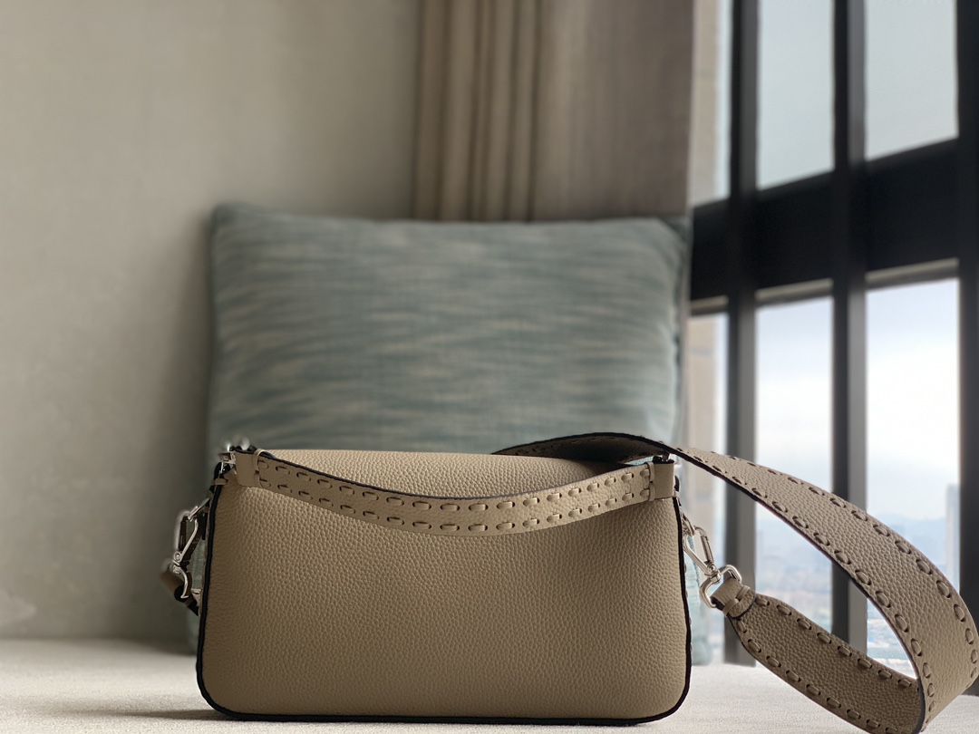Fendi Iconic Baguette Medium Handbag Dove Gray