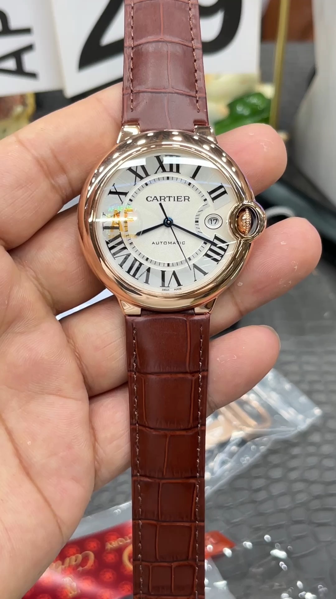 AF Cartier Blue Balloon  / 42mm Rose Gold Band Modèle  / Seagull 2824 MÉCANIQUE ENTIÈRE Automatique