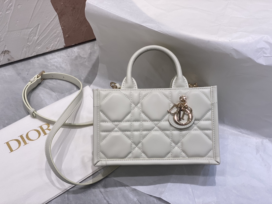 Dior Book Tote Bolsos de mano Bolsos de Tote 2024 réplicas de lujo
 Oro Blanco Cuero vaca Mini