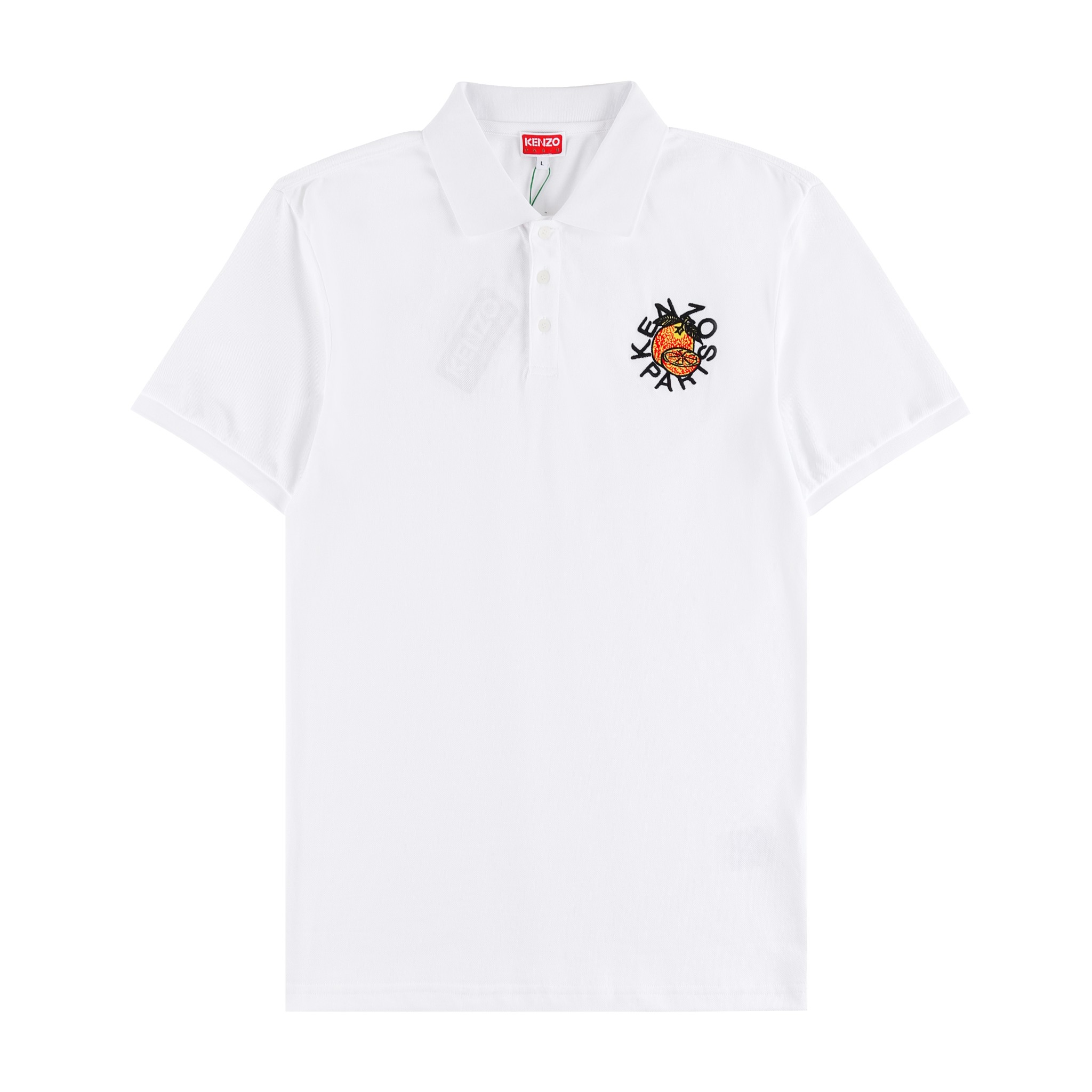 KENZ*2024SS Polo de cuello nuevo de primavera/verano, con bordado Tajima de letras y '大吉大利' (buena suerte), detalles pe…