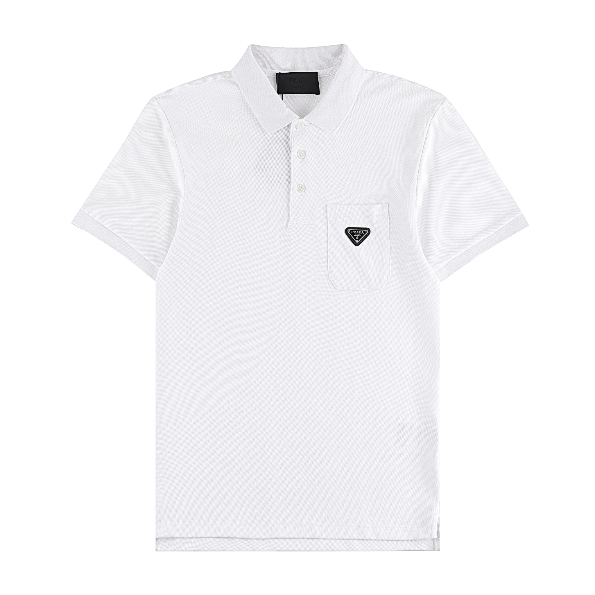PRAD Prada* 2024SS primavera/verano nuevo polo de cuello, bolsillo personalizado con triángulo clásico, botones con let…
