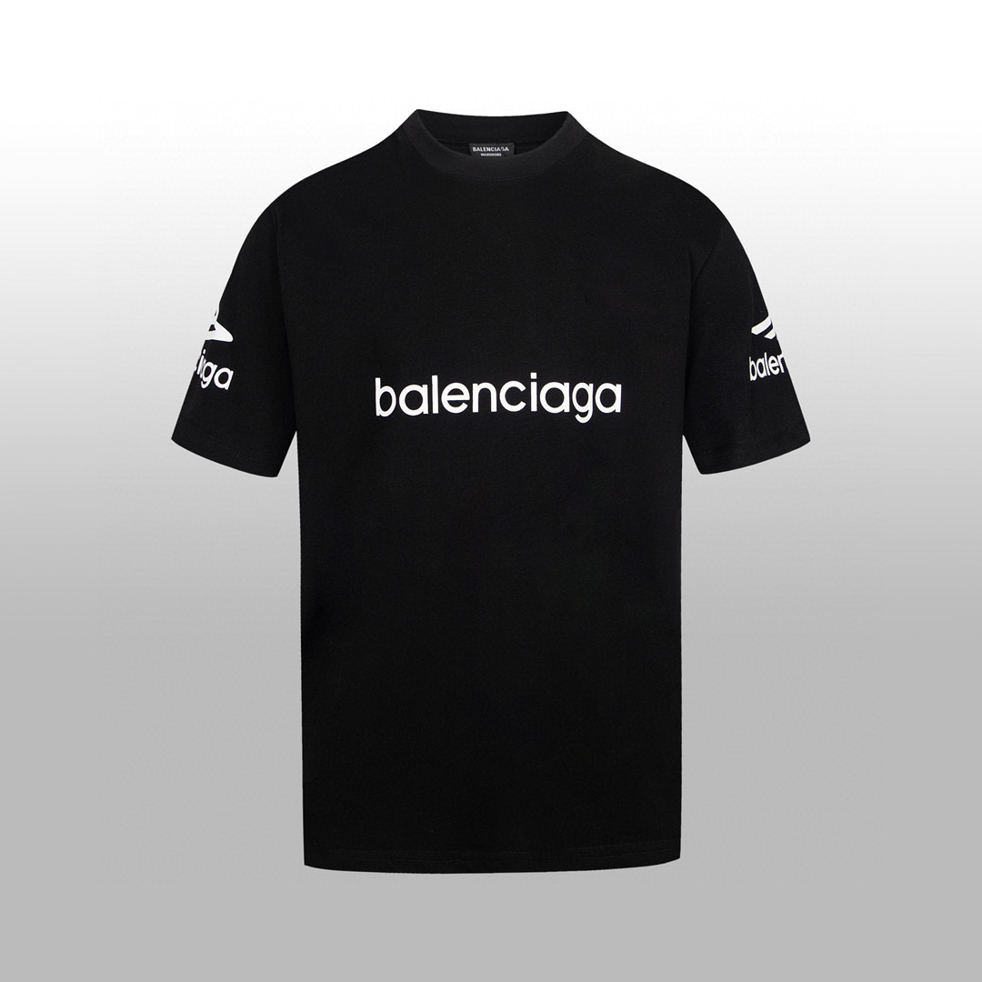 Balenciaga Vêtements T-Shirt Imprimé Unisexe Collection printemps – été Manches courtes