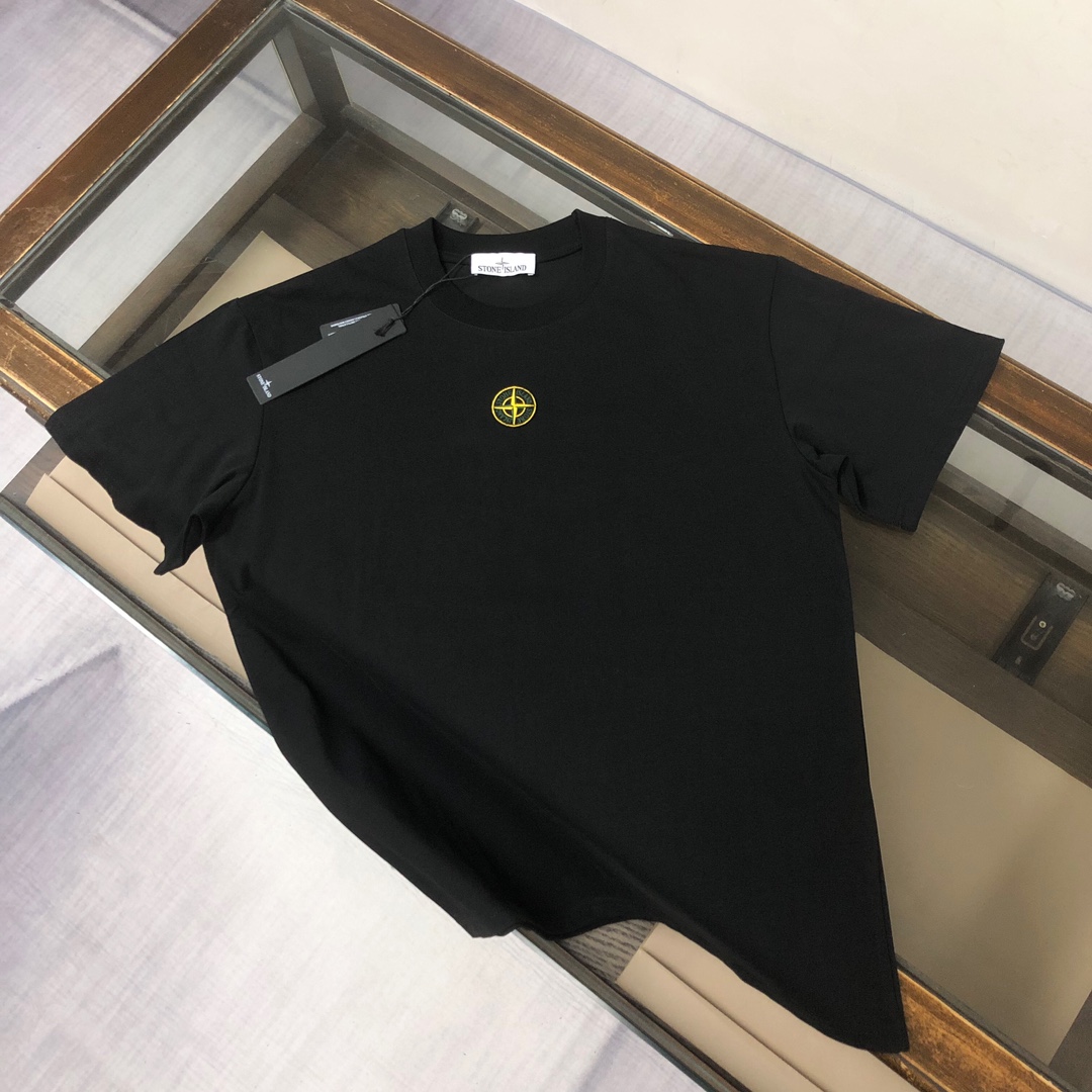 Stone Island Clothing T-Shirt Black Coffee Color Grey White Unisex Cotton Fashion Casual