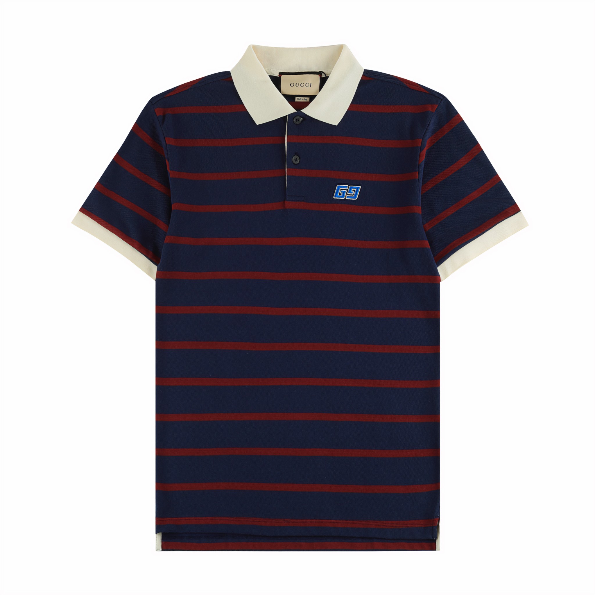 GUCC Gu* 2024SS Nuevo polo de cuello vuelto primavera/verano. Tejido de rayas teñido y tejido a medida, bordado tridime…