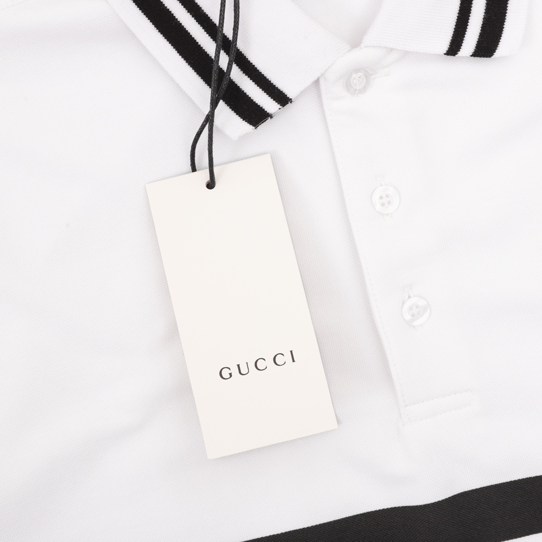 GUCCI/古驰 简约织带字母POLO衫 选用棉质珠地网眼布打造