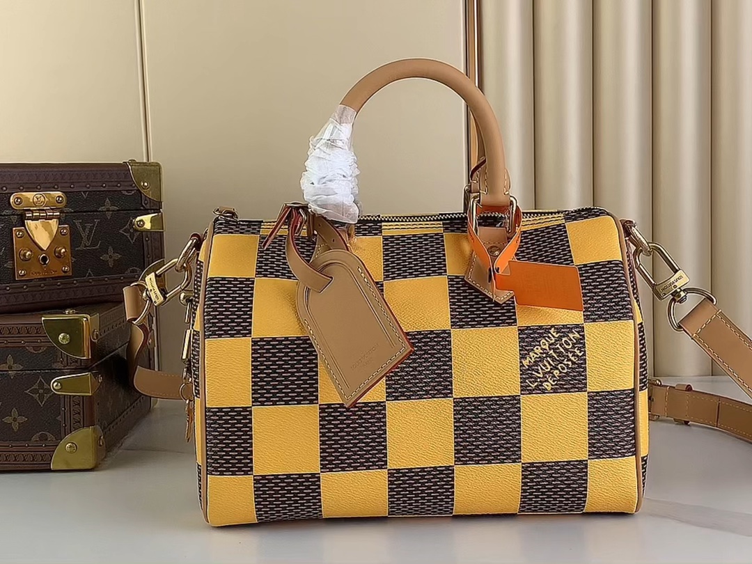 Louis Vuitton LV Speedy Bags Handbags Blue Grid Yellow N40585