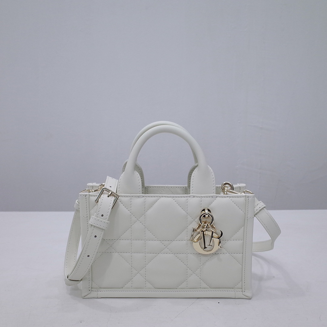 Dior Book Tote Handbags Tote Bags Gold White Cowhide Mini