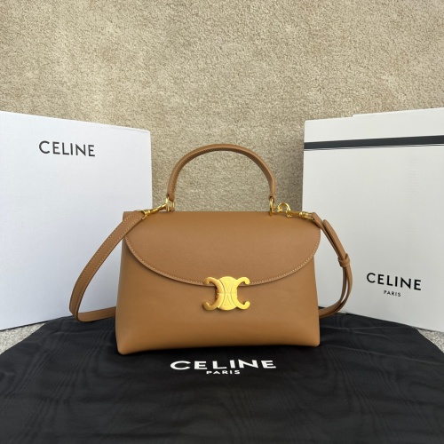 CELINE NINO Medium Supple Grained Calfskin Bag with Triomphe, Tan 1 CELINE NINO Medium Supple Grained Calfskin Bag with Triomphe, Tan