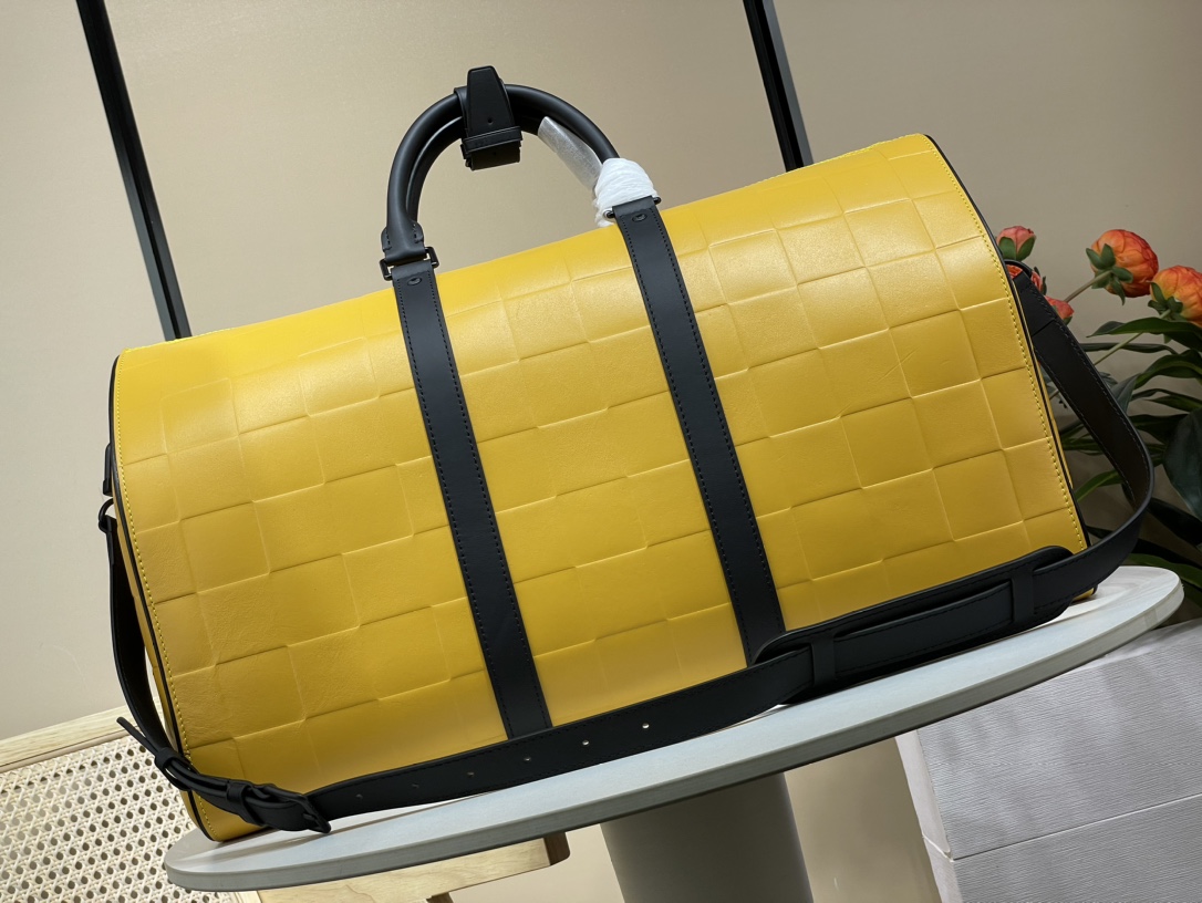 Louis Vuitton lV Keepall Bandouliere 50cm travel bag M25019 yellow (lattice embossed style)