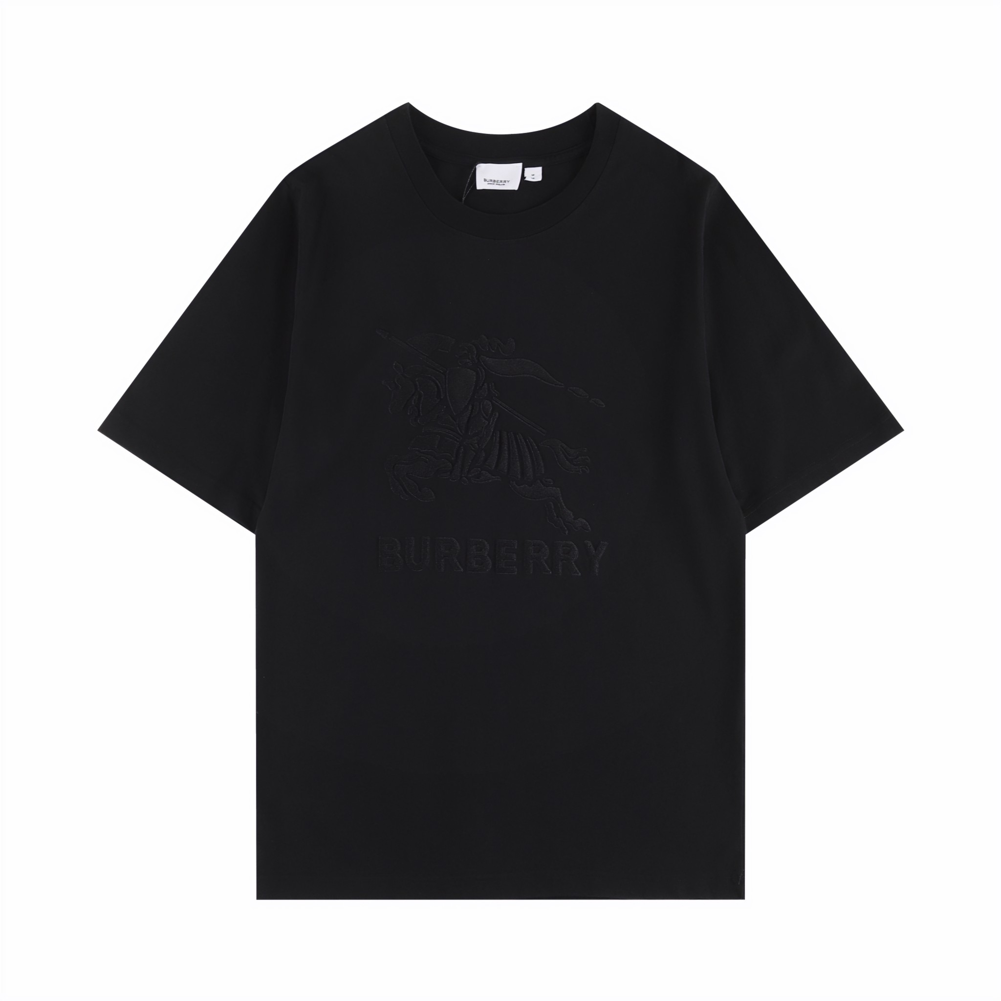 BBR Burberry*2024SS camiseta de manga corta nueva, bordado 3D en relieve del caballero ecuestre con logotipo, detalles …