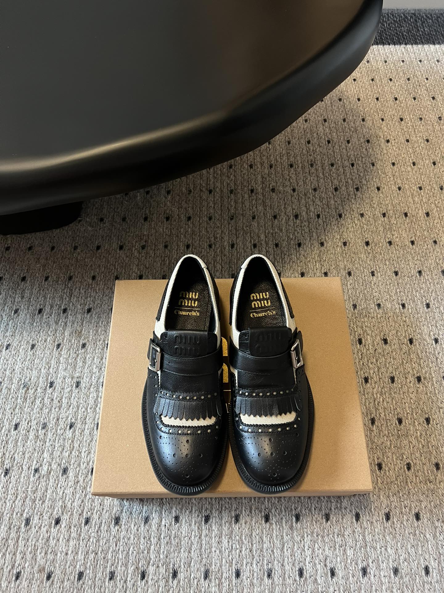 NO:166335,Purchase level miumi*Miao Miu 24/British style lace-up old loafers MiuMiu show suitable 