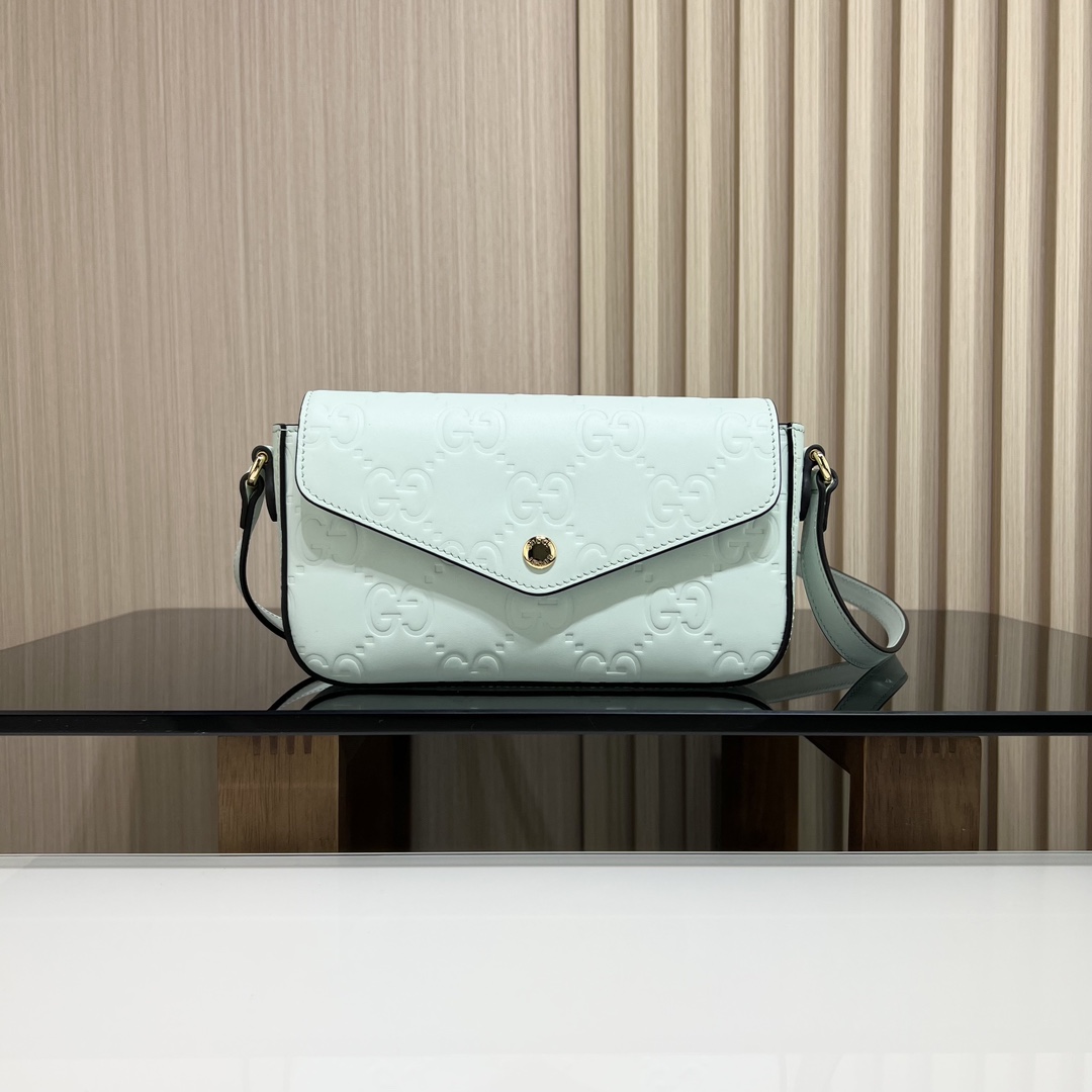 Gucci [Full set of packaging] [New product] GG super mini crossbody messenger bag 772794, made of imported original leather 2113.53cm,
