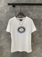 Louis Vuitton Kleding T-Shirt Afdrukken Katoen Lente/Zomercollectie LV Circle Korte mouw AHH009175