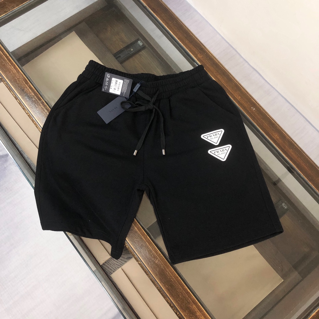 Prada Clothing Shorts Apricot Color Black Grey Printing Unisex Cotton Casual