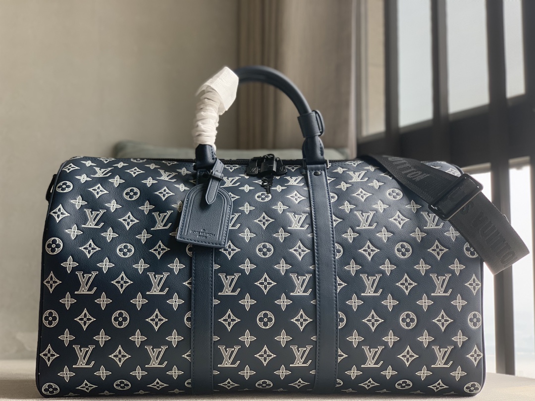 Louis Vuitton LvKeepall Bandouliere 50officially on sale M24954 24953 blue (striped embossed)