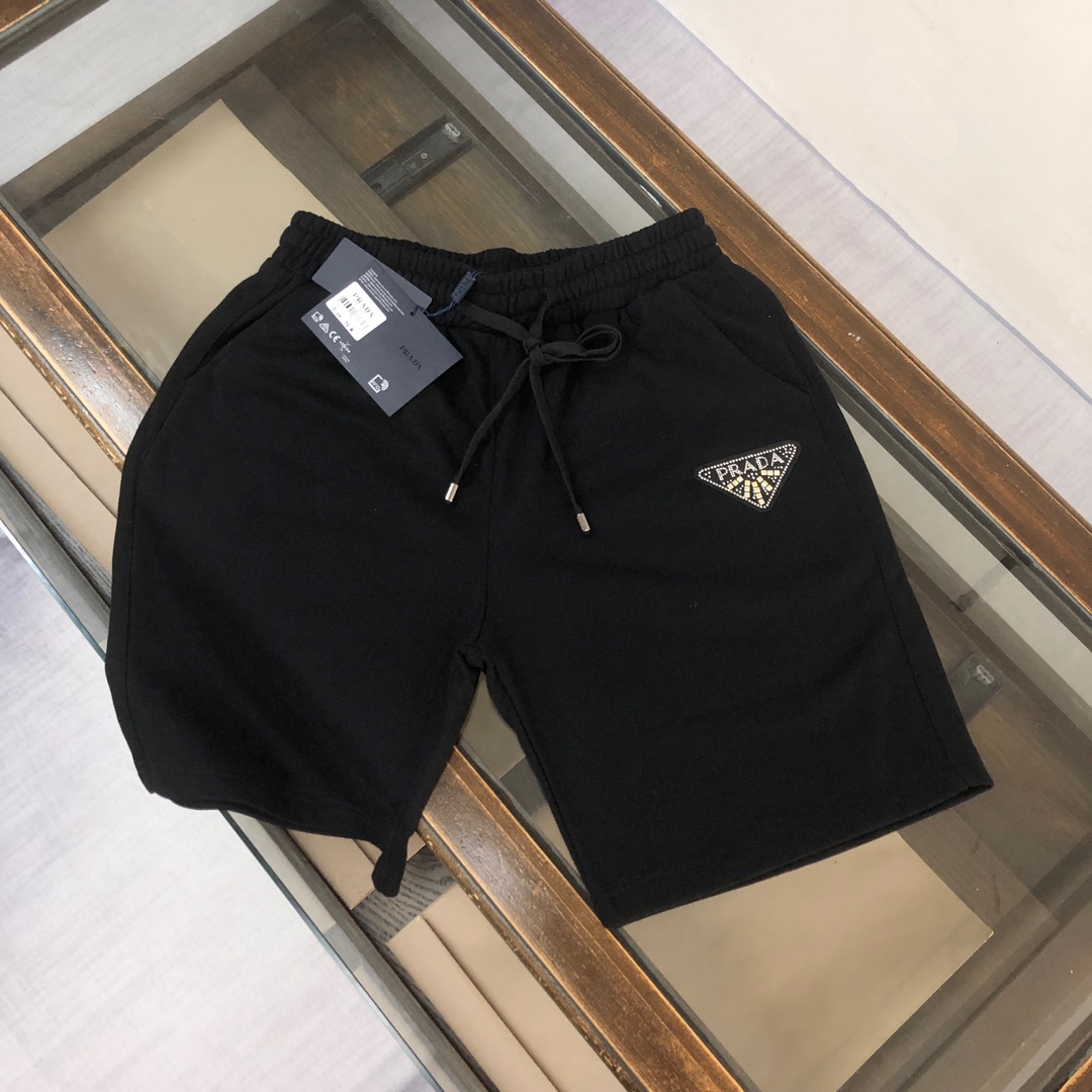 Prada Clothing Shorts Apricot Color Black Grey Unisex Cotton Casual