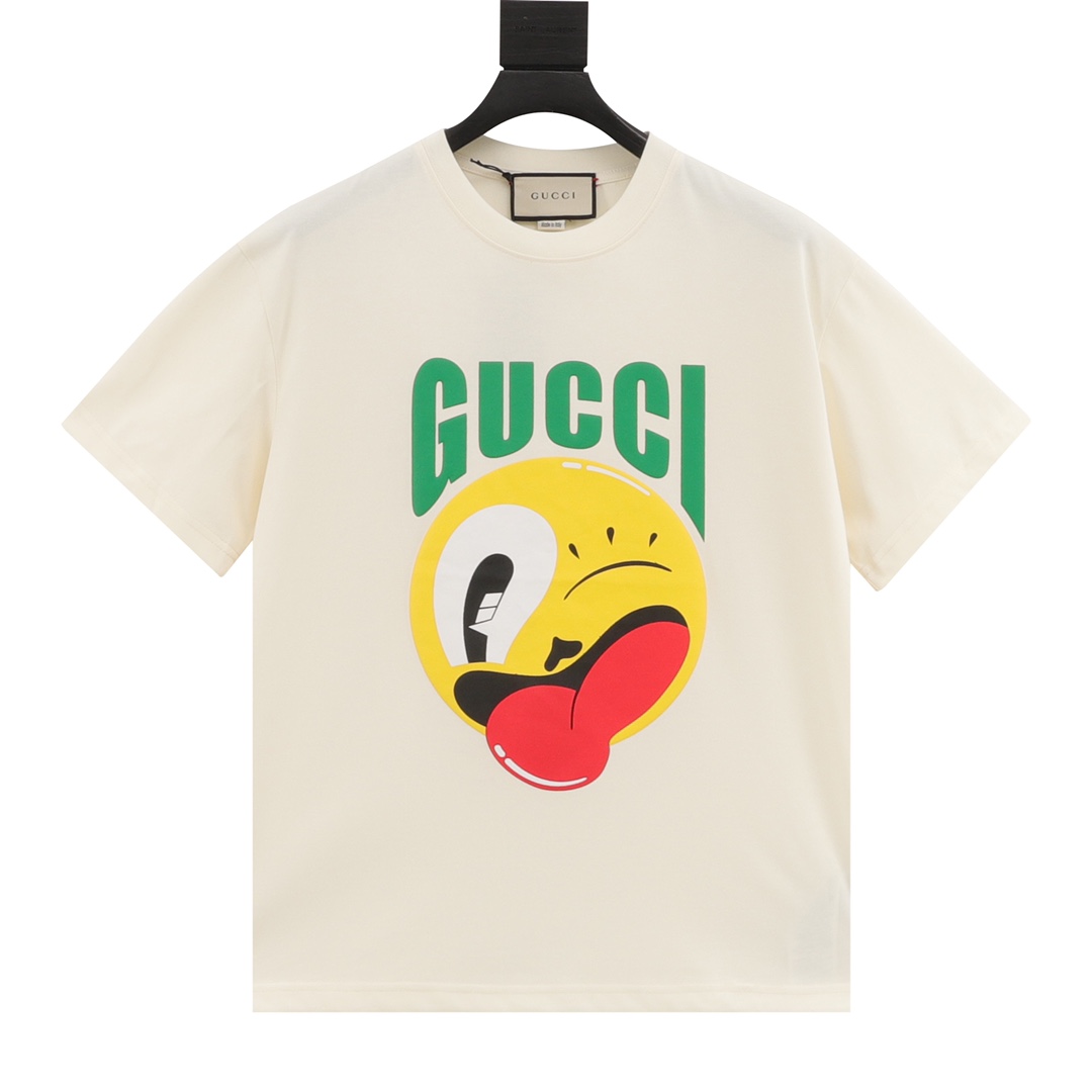 Gucci Aaaaa
 Odzież T-Shirt Kolor moreli Czarny Drukowanie Bawełna Długi rękaw
