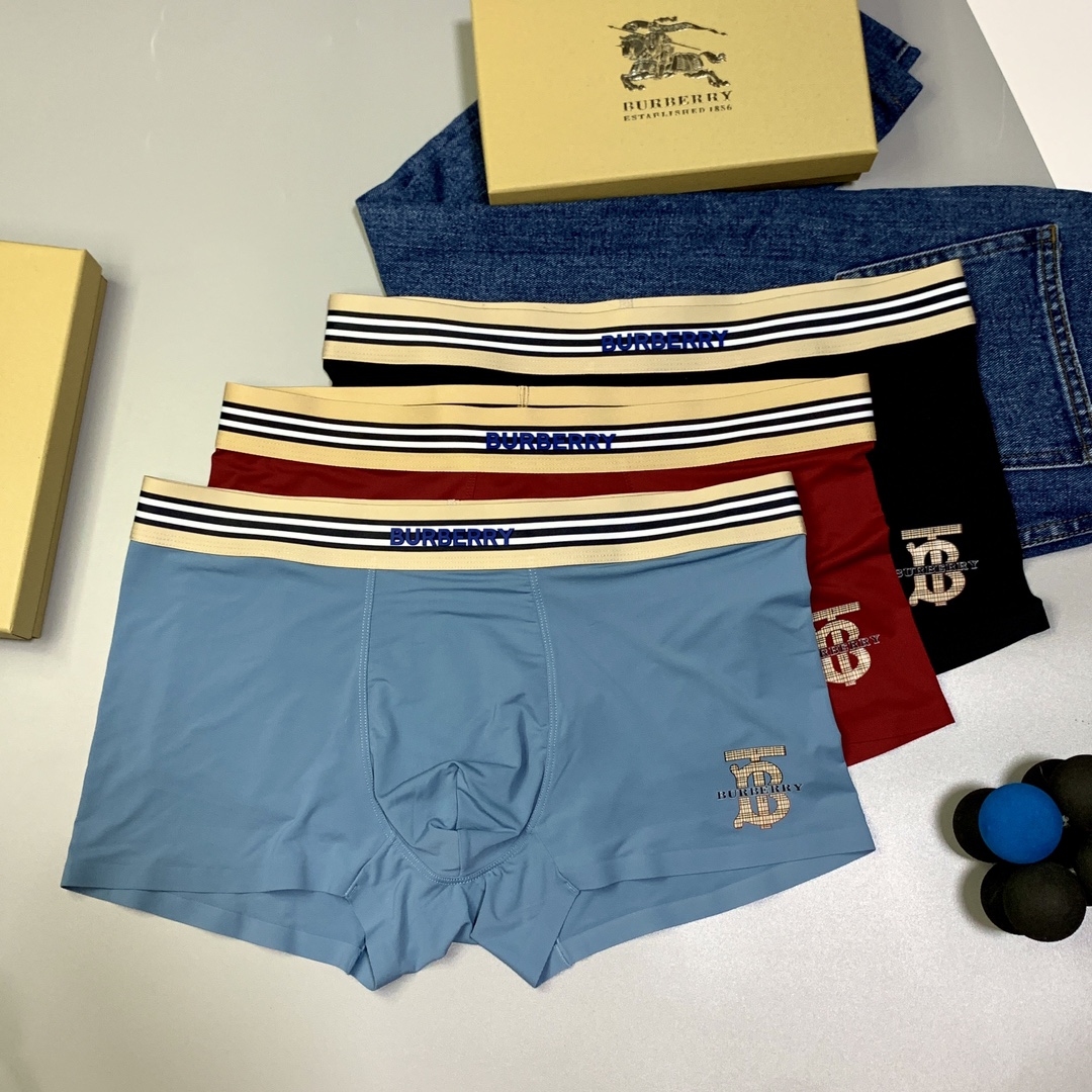 🔥🔥🔥巴宝莉B家原单品质！ 新品时尚男士冰丝面料内裤！外贸国外订单，高品质，无痕切割工艺 科学配比 冰冰