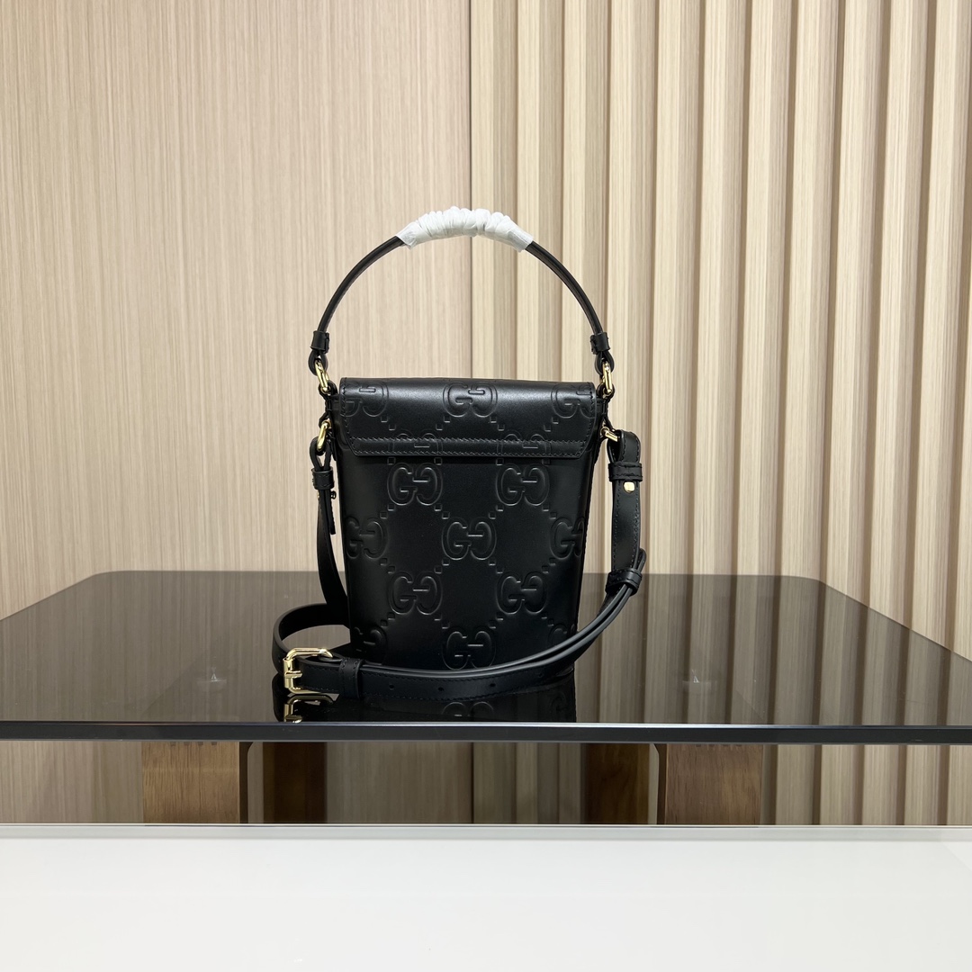 Gucci [Full package] GG mini bucket bag calfskin material 772795, size: 15.5x 12.5x 3cm