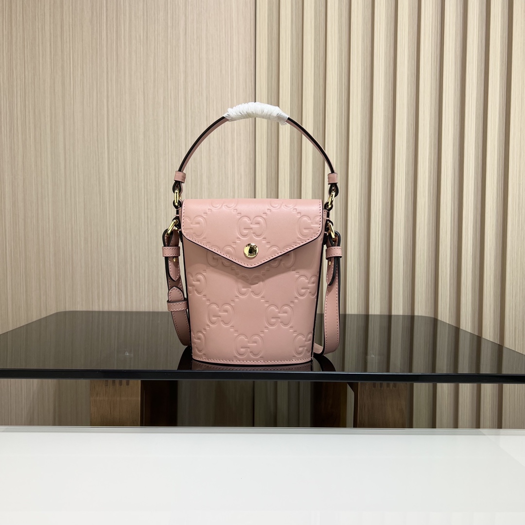 Gucci [Full package] GG mini bucket bag calfskin material 772795, size: 15.5x 12.5x 3cm