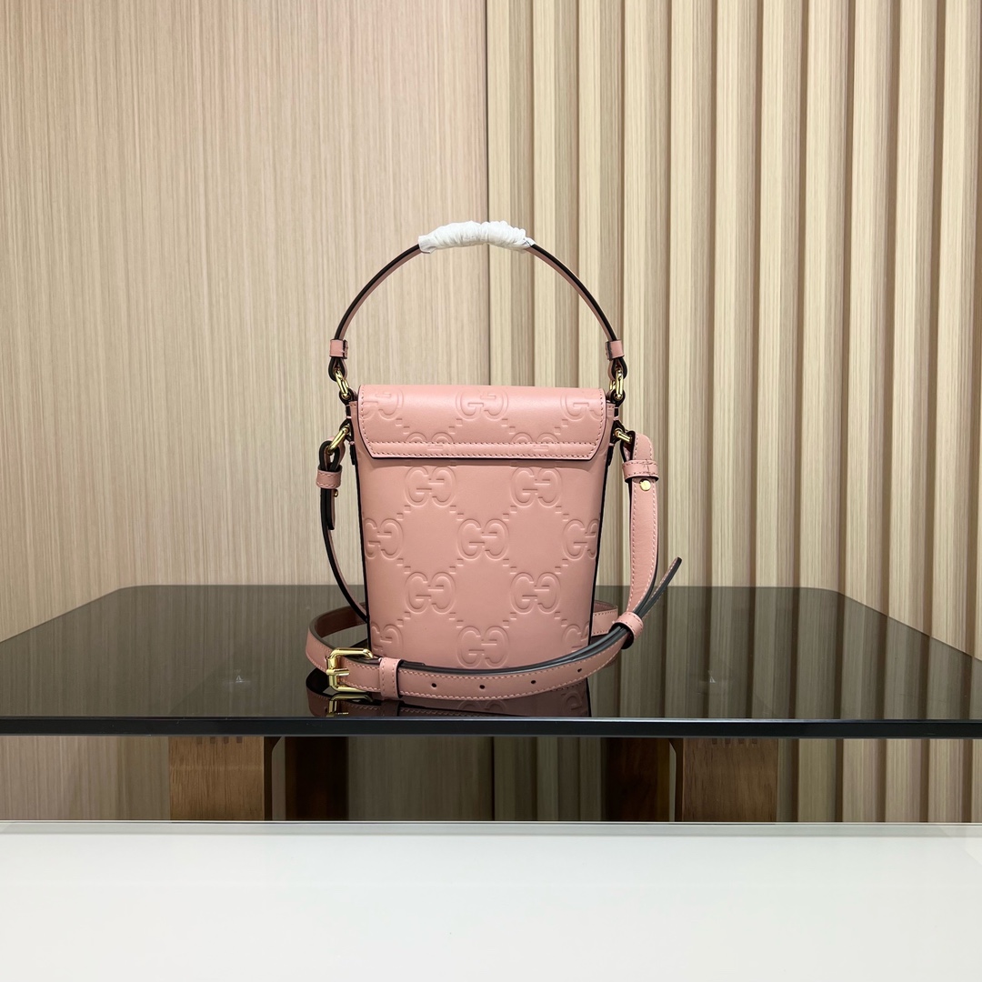 Gucci [Full package] GG mini bucket bag calfskin material 772795, size: 15.5x 12.5x 3cm