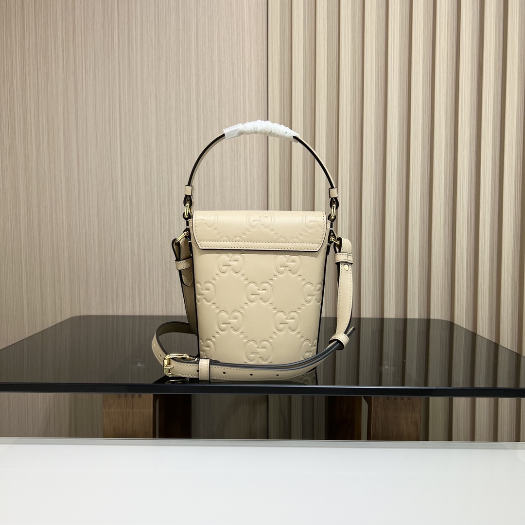 Gucci [Full package] GG mini bucket bag calfskin material 772795, size: 15.5x 12.5x 3cm