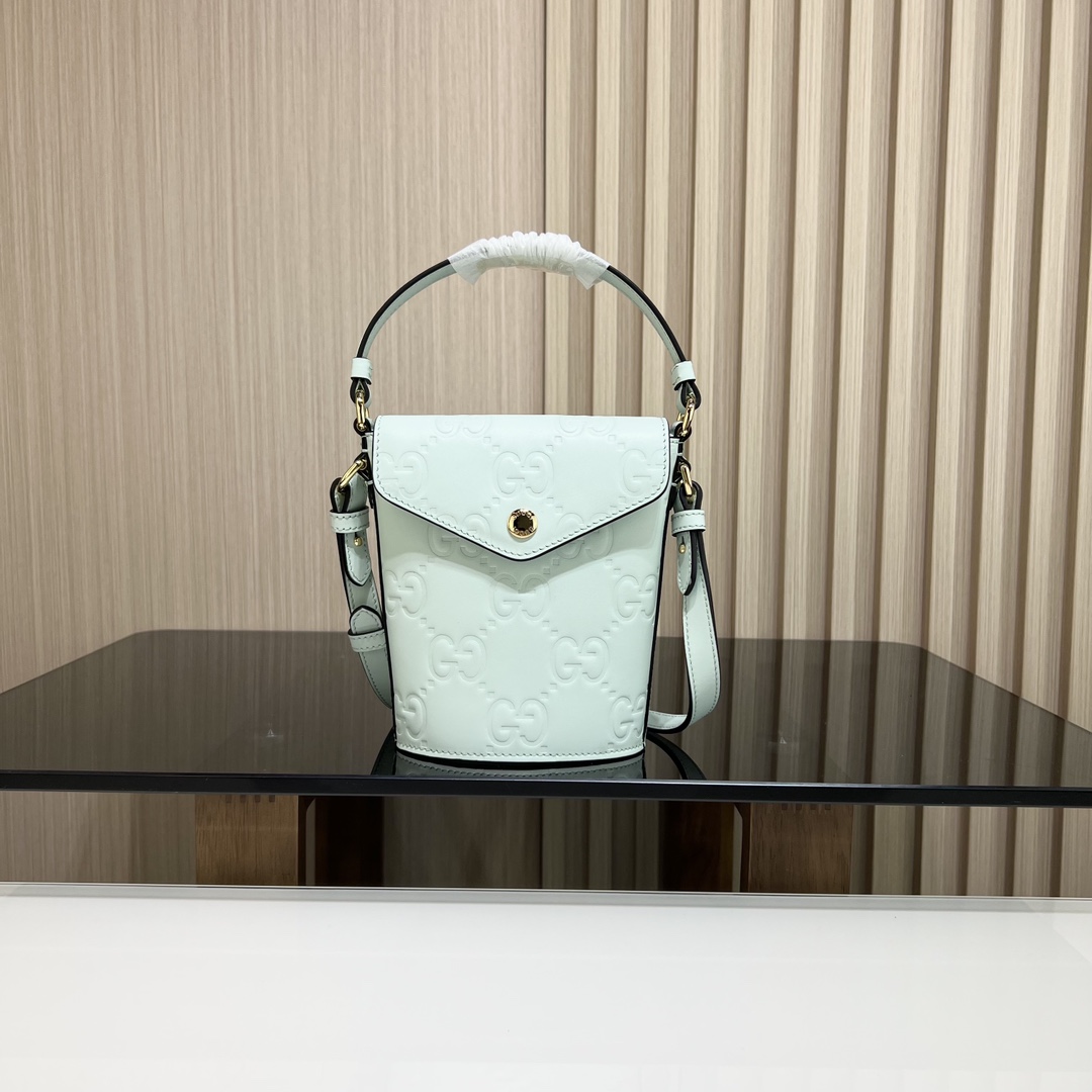 Gucci [Full package] GG mini bucket bag calfskin material 772795, size: 15.5x 12.5x 3cm