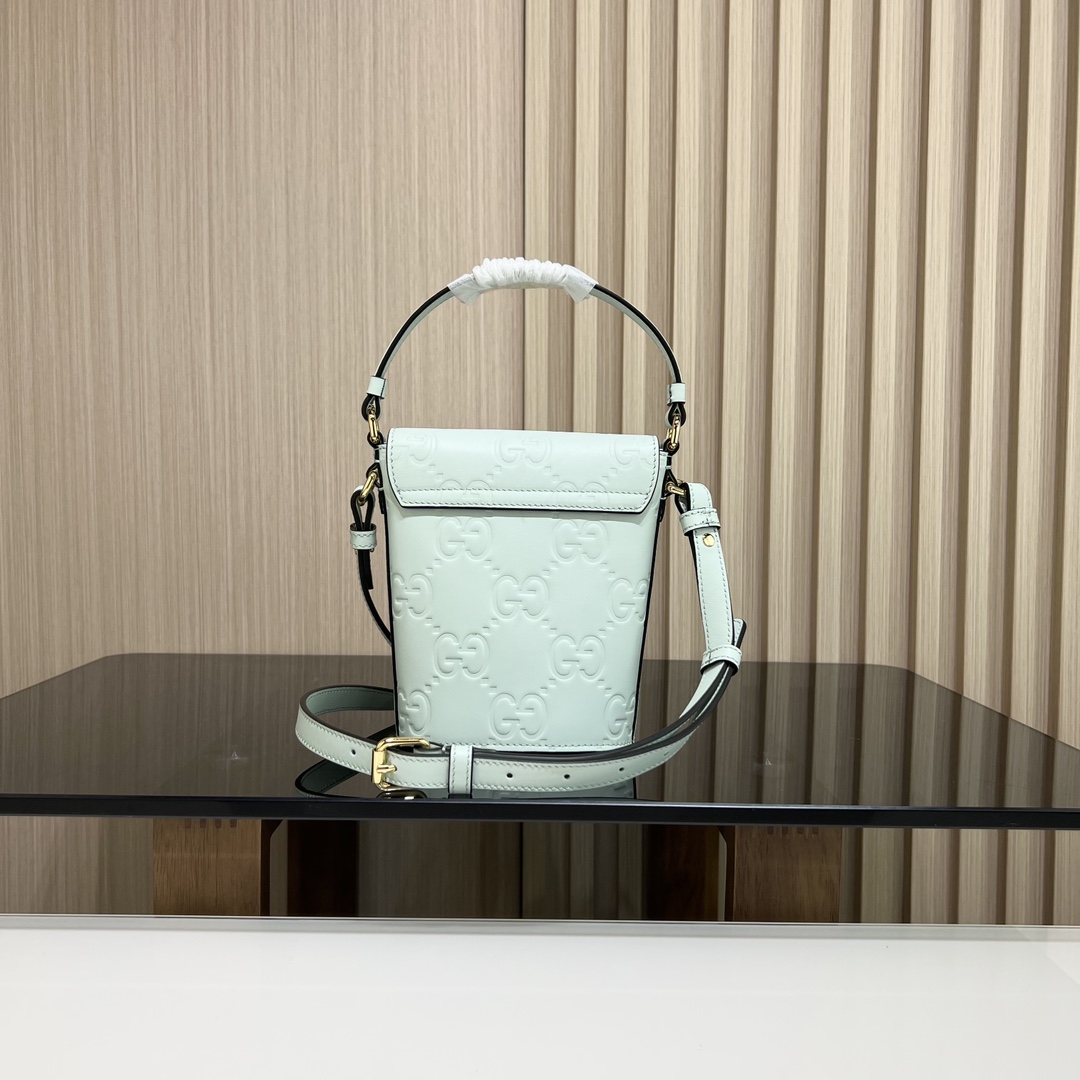 Gucci [Full package] GG mini bucket bag calfskin material 772795, size: 15.5x 12.5x 3cm