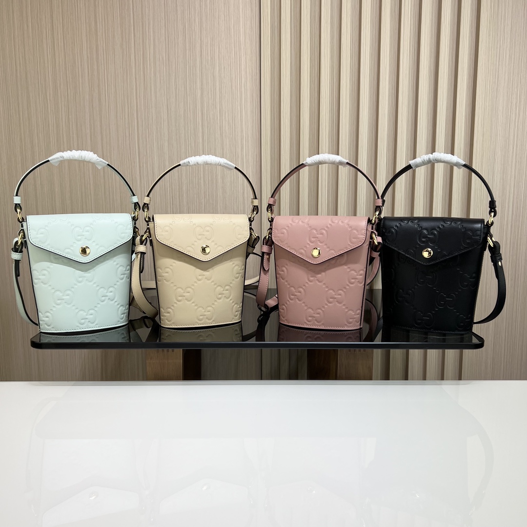 Gucci 772795 Four colors [full package] GG mini bucket bag calfskin material 772795
