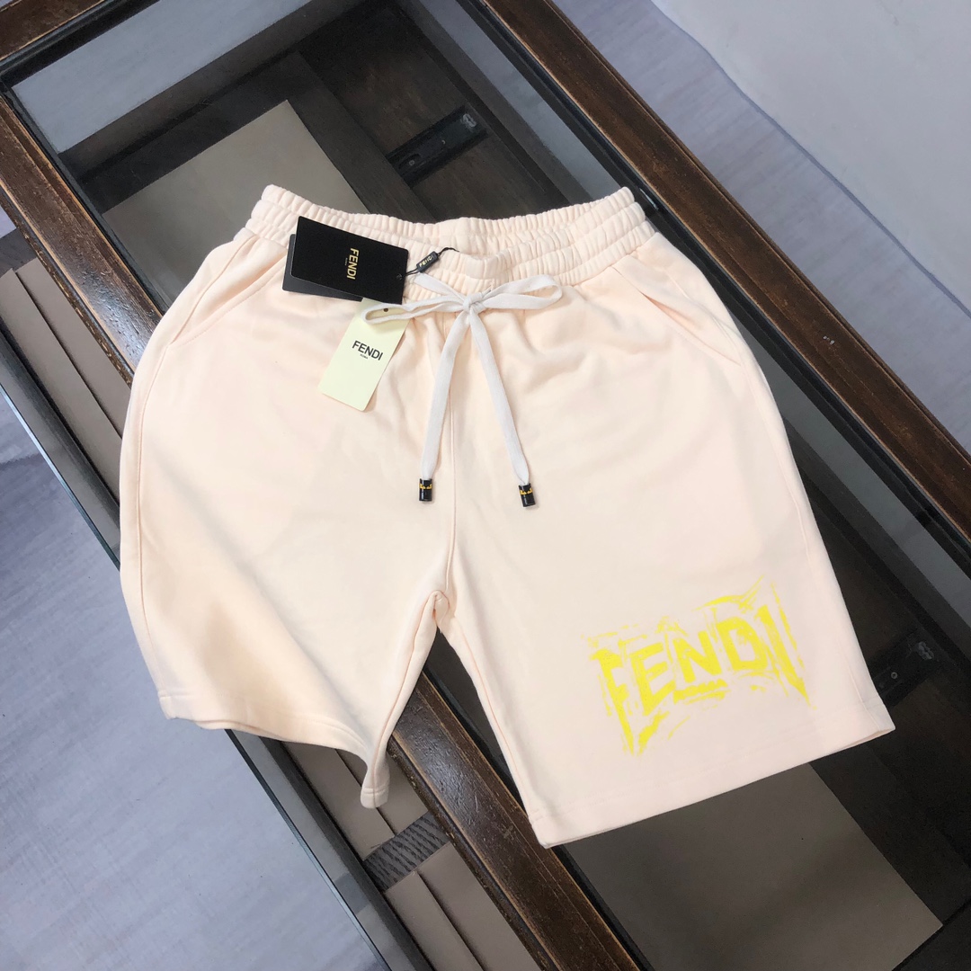 Fendi Clothing Shorts High Quality
 Apricot Color Black Grey Printing Unisex Cotton Casual