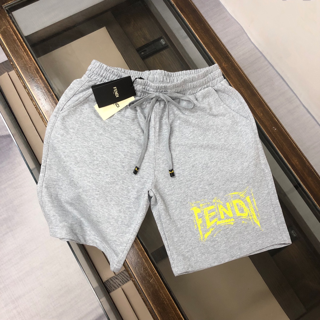 High Quality Designer Replica
 Fendi Clothing Shorts Apricot Color Black Grey Printing Unisex Cotton Casual