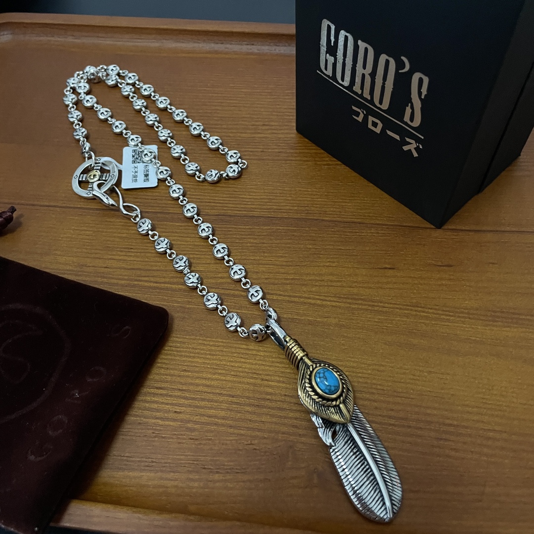 💰150【新品上架】Goro’s高桥吾郎 复古羽毛吊坠 经典高桥项链  顶级版本 认准独家拍摄 主攻高端市场 绝对区别普通版本!图片产品细节与ZP一致!原版制作工艺 精工品质 纯手工打造 ~正品开模💝潮流时尚必备 男女均可佩戴 情侣款同款 摇滚朋克泰银风格 复古元素 潮流百搭 官网同款❤️
